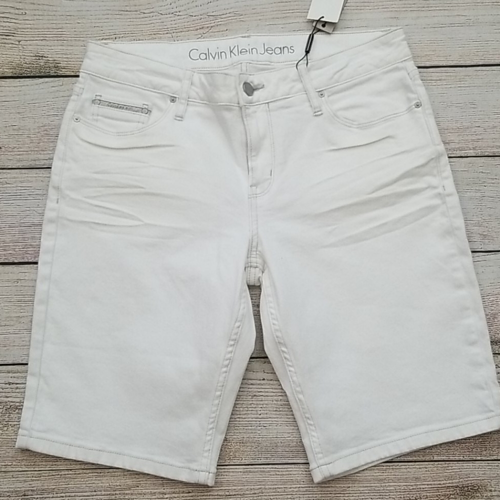 New Calvin Klein Jeans White Denim Bermuda Shorts